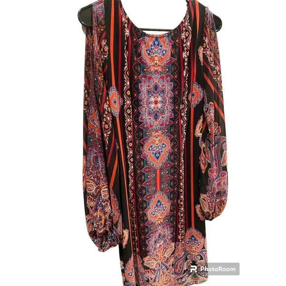 MSK Women’s Floral Dress Cold Shoulder Sleeve Size M - Picture 5 of 7